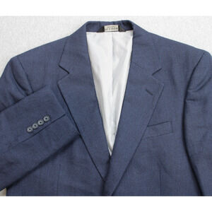 Jos A Bank Blazer Mens 38R Blue Linen Wool Lined 2 Buttons Single Breasted